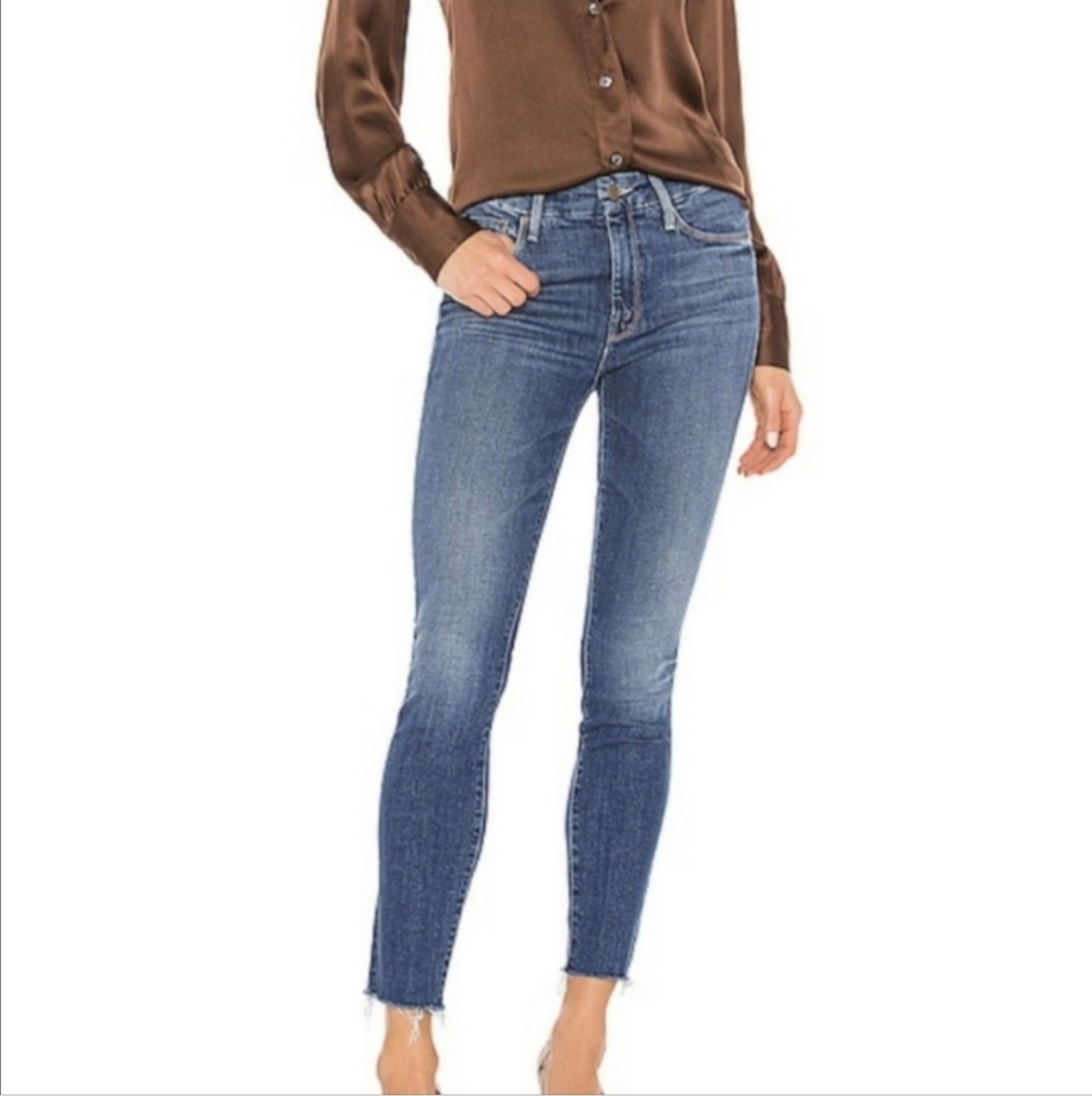 MOTHER The Looker Ankle Fray Mid-Rise Skinny Jean Right Of Passage Blue 26